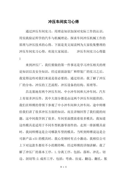 冲压机维修实训报告总结